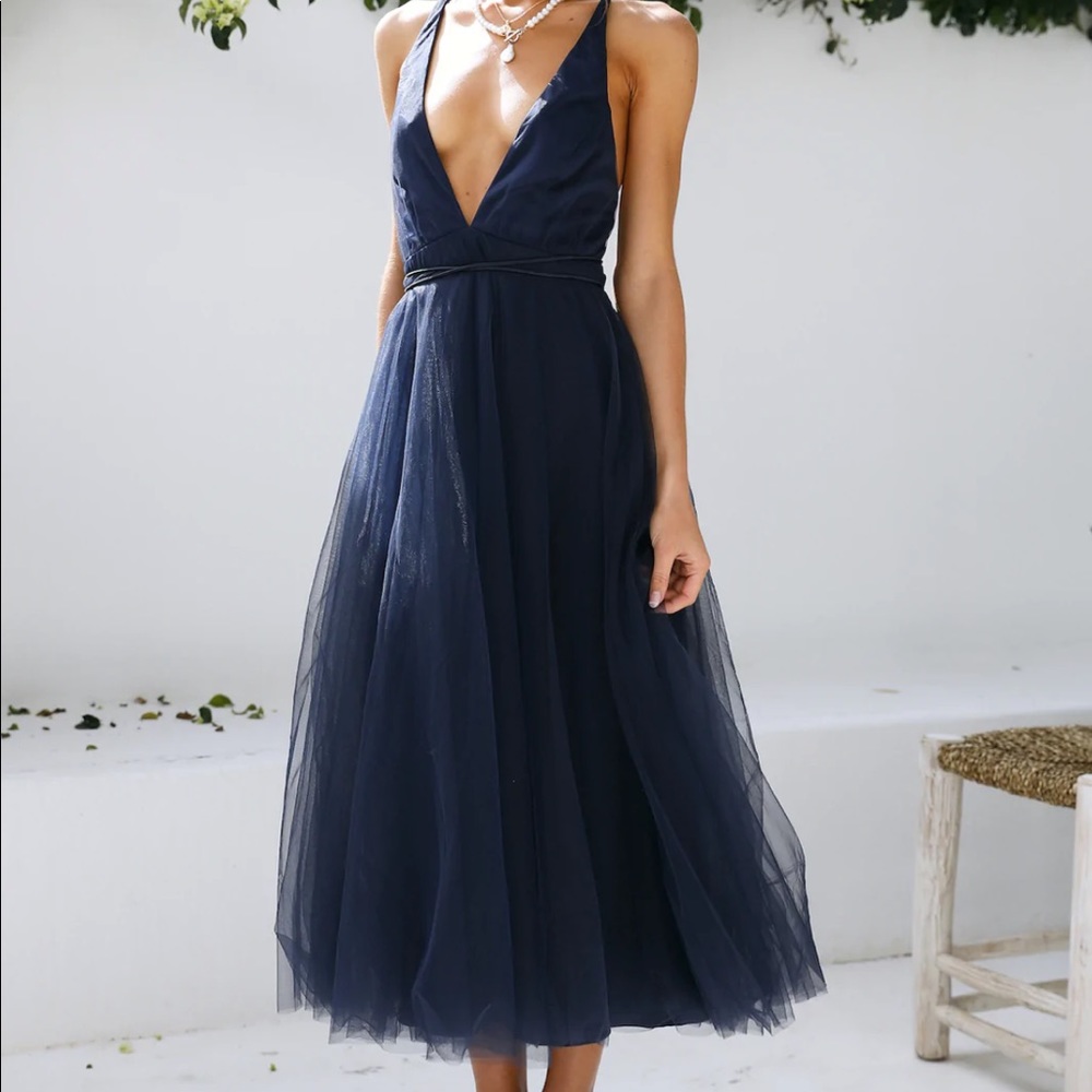 Summer Cinderella midi dress navy Hello Molly S NWT